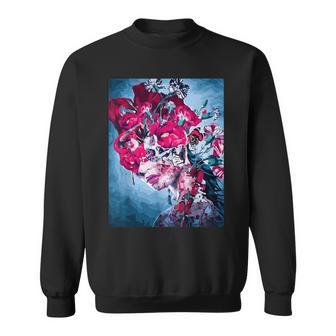 フラワー スカル フローラル シュガー ダーク アート グランジ エステティック ホラー スウェットシャツ - Kawaiitshirt