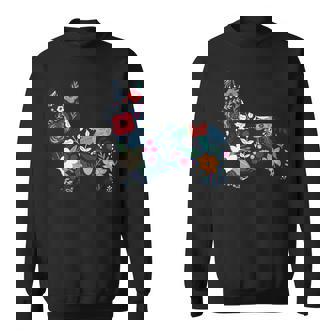 フローラルコーギーシルエット コーギー犬愛好家 スウェットシャツ - Kawaiitshirt