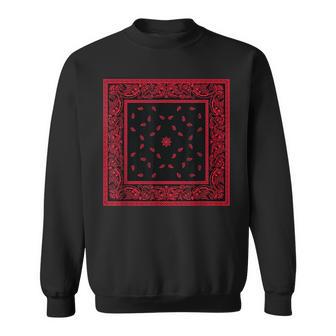 メンズ ブラックレッドバンダナプリントtシャツ ペイズリー柄 レッドラグ スウェットシャツ - Kawaiitshirt