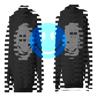 ブルースマイリーフェイス レトロブルーハッピーフェイス スウェットシャツ - Kawaiitshirt