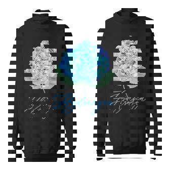 ブルーパープルアジサイフラワーレトロガーデナーアート スウェットシャツ - Kawaiitshirt