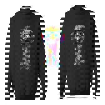 ヘッドフォン付きダチョウの鳥 カラフルなエミュー音楽djブーケ スウェットシャツ - Kawaiitshirt