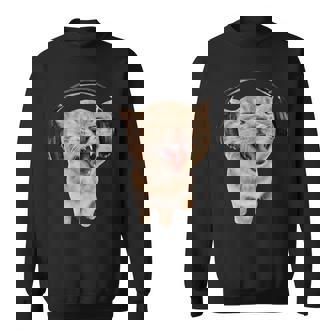 ヘッドフォン付き猫 ミーム スウェットシャツ - Kawaiitshirt