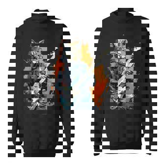 ベースギター 音楽 猫 ギターを弾く スウェットシャツ - Kawaiitshirt