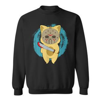 ホラー映画 ジェイソンキャット おもしろパロディ 映画 ハロウィンコスチューム スウェットシャツ - Kawaiitshirt