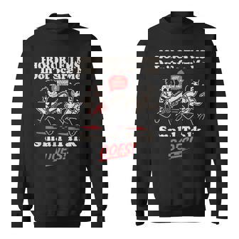 ホラー映画は怖がらない、小さな話をする、おもしろい不安 スウェットシャツ - Kawaiitshirt