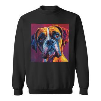 ボクサー 犬 カラフル イラスト グラフィック スウェットシャツ - Kawaiitshirt