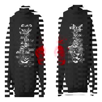 ボクシング ゼブラ ボクシンググローブ キックボクシング おもしろボクサー スウェットシャツ - Kawaiitshirt