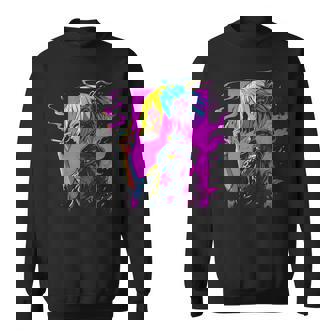 ボヘミアン・ガール、スモーキング・ガールのサイバーパンク・イラストレーション スウェットシャツ - Kawaiitshirt