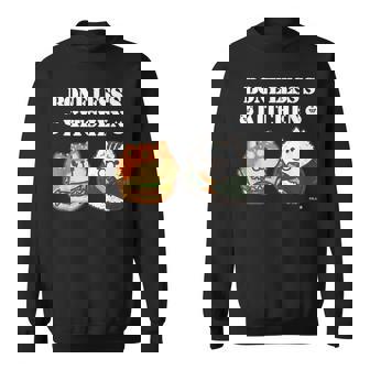 ボンレス犬とボンレス猫 ハンバーガーとおにぎり ダークカラー スウェットシャツ - Kawaiitshirt