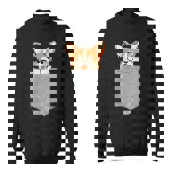 ポケットから覗く可愛いコーギーのデザイン スウェットシャツ - Kawaiitshirt