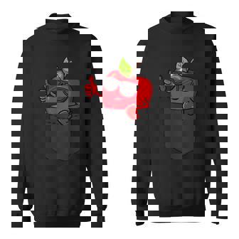 ポケットに入ったクールなリンゴ、サングラスをかけたリンゴのぞき見。 スウェットシャツ - Kawaiitshirt