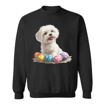 マルチーズ 犬 犬種 ハッピーイースター メンズ レディース キッズ スウェットシャツ - Kawaiitshirt