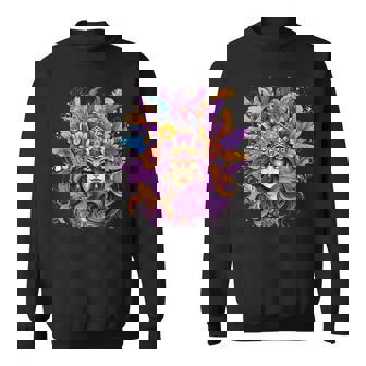 マルディグラ フェザー パープル マスク グリーン ニューオーリンズ スウェットシャツ - Kawaiitshirt