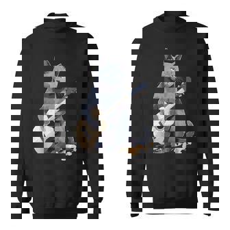 ミュージシャン ロシアンブルー猫 ギタリスト 猫とギター スウェットシャツ - Kawaiitshirt