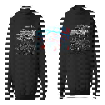 モンスタートラック 幼児用 キッズ アメリカ国旗 モンスタートラック スウェットシャツ - Kawaiitshirt