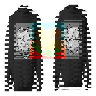 ヤマネ かわいい緑の葉 大きな目 愛らしい甘い動物 スウェットシャツ - Kawaiitshirt