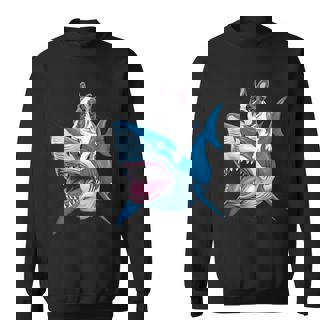 ライディング シャーク フレンチブルドッグ 長袖tシャツ スウェットシャツ - Kawaiitshirt