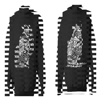 ラインアート 鳥・鳥類学者 オオツノフクロウ スウェットシャツ - Kawaiitshirt