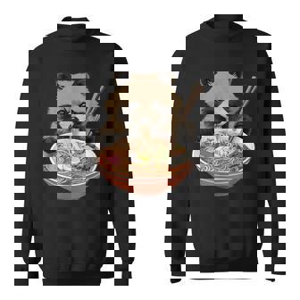 ラーメンたぬき タヌキ おもしろ ユニーク 動物 アニマル 狸 漢字 麺 グラフィック イラスト アニメ スウェットシャツ - Kawaiitshirt