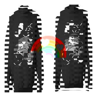 レインボーカラー ホワイト ハート ハート 雨 虹 旗 スウェットシャツ - Kawaiitshirt
