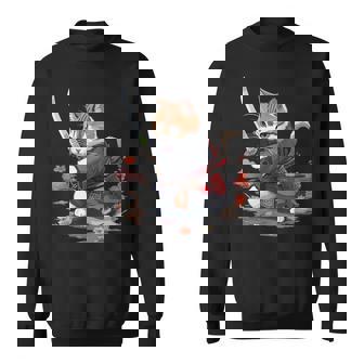 レトロな日本の侍猫グラフィック 猫愛好家 スウェットシャツ - Kawaiitshirt