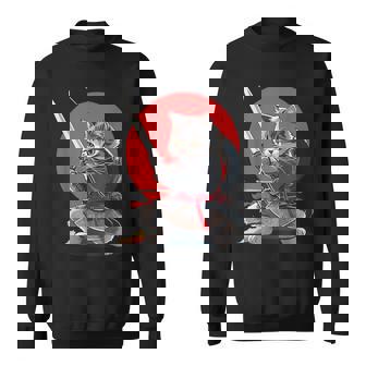 レトロな日本の侍猫グラフィック 猫愛好家 スウェットシャツ - Kawaiitshirt