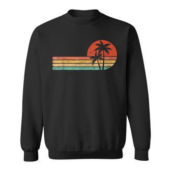 レトロスタイル トロピカル ビンテージ 夕日 ビーチ ヤシの木 スウェットシャツ - Kawaiitshirt