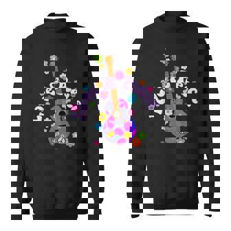レトロフラワーパワーギター-ラブアンドピース2-ファンファン スウェットシャツ - Kawaiitshirt