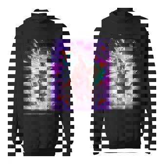 レーザーアイズスペースキャットライディングナマケモノ、ラマ-レインボー スウェットシャツ - Kawaiitshirt
