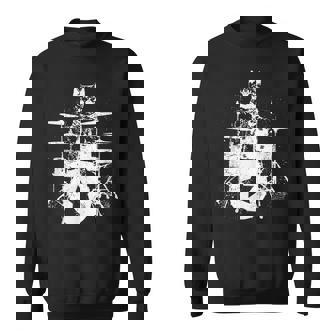 ロックスター ドラマー 猫 ドラム演奏 ミュージシャン バンド 音楽好き スウェットシャツ - Kawaiitshirt