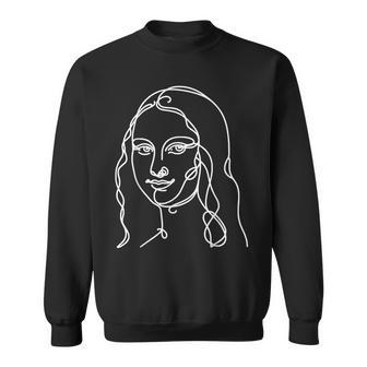ワンラインアート デッサン ダヴィンチのモナリザ スウェットシャツ - Kawaiitshirt