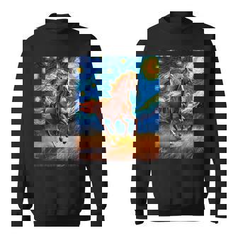 ヴァンゴッホの星空の夜ワイルドホースマスタングアニマル愛好家 スウェットシャツ - Kawaiitshirt