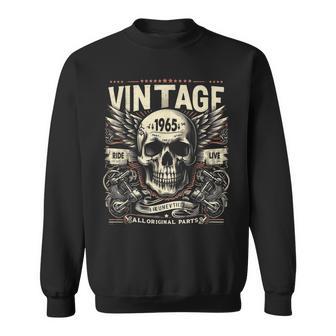ヴィンテージ 1965 1965年誕生 誕生日 スカル バイカー バイク スウェットシャツ - Kawaiitshirt