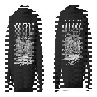 ヴィンテージ ピッツバーグ スカイライン ドローイング バーグ スチール シティ ブリッジ スウェットシャツ - Kawaiitshirt