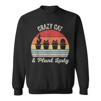 ヴィンテージ レトロ クレイジー キャット & プラント レディ サボテン 多肉植物 ママ スウェットシャツ - Kawaiitshirt