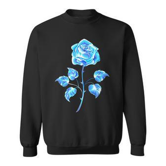一輪挿し 青いバラ かわいい 青いバラ 花 ガーデニング スウェットシャツ - Kawaiitshirt