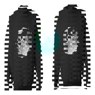 三日月の下で遠吠えするオオカミ 野生動物 スウェットシャツ - Kawaiitshirt