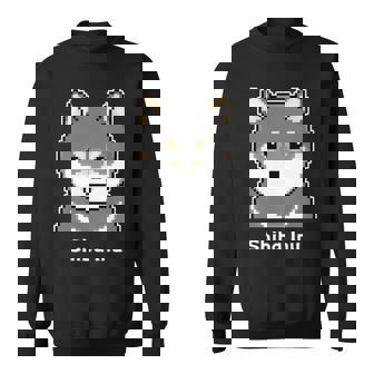 丸顔の黒柴さんのドット絵 長袖tシャツ スウェットシャツ - Kawaiitshirt