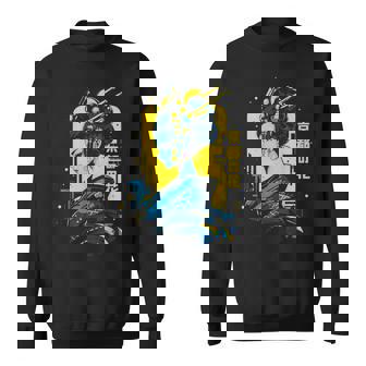 京の花、芸者イラスト サイバーパンク風 スウェットシャツ - Kawaiitshirt