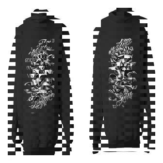 今笑って、後で泣こう。タトゥー チカーノ・アート ピエロの仮面 ローライダー スウェットシャツ - Kawaiitshirt