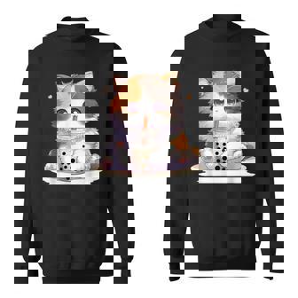 原宿竹下通りの可愛い子猫 アニメ好き オタクを癒すタピオカ茶 スウェットシャツ - Kawaiitshirt