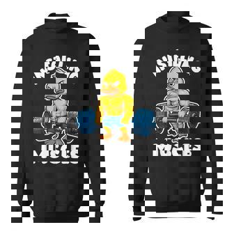 取り付け 筋肉 アヒル ウェイトリフティング フィットネス ジム 男の子 男性 スウェットシャツ - Kawaiitshirt