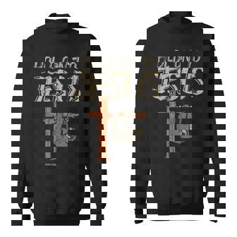 吊り下げナマケモノ ホールド オン イエス 神 クリスチャン メンズ レディース キッズ スウェットシャツ - Kawaiitshirt