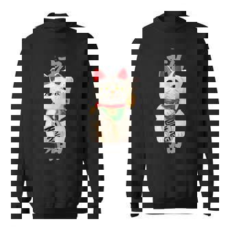 和風招き猫デザイン 縁起物アート 招福と金運アップ スウェットシャツ - Kawaiitshirt