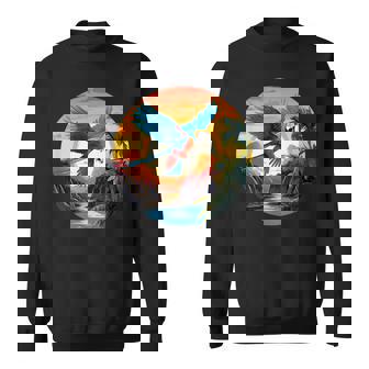 夕日の美しいコンゴウインコ、スカーレットコンゴウインコ スウェットシャツ - Kawaiitshirt