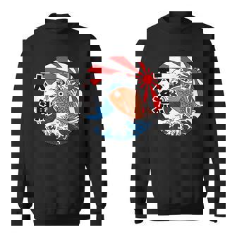 大漁旗 魚 鯛 旗 イラスト 波 ソーラン節 かわいい おもしろ おしゃれ スウェットシャツ - Kawaiitshirt