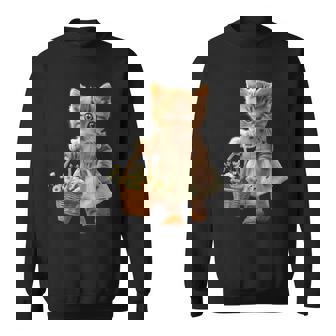 子猫、茶トラ、かわいい、おもしろい、癒し、花かご、ワンピース、可愛い、花束 スウェットシャツ - Kawaiitshirt