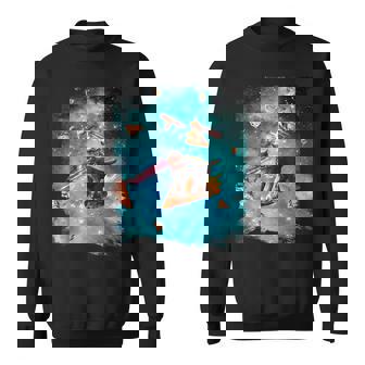 宇宙 レーザー目 猫 ピザに乗る猫 ギャラクシーキャット スウェットシャツ - Kawaiitshirt