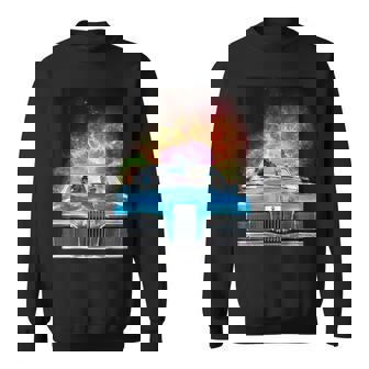 宇宙 銀河 猫 運転 車 スウェットシャツ - Kawaiitshirt